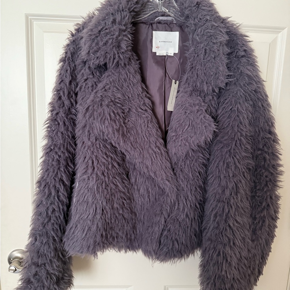 Women's Gray Faux Fur Jacket